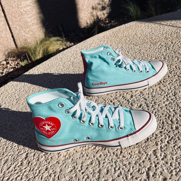 NWOB Converse Chuck Taylor All Star High Top Aqua Blue Personalized Women Size 9 - Picture 2 of 9
